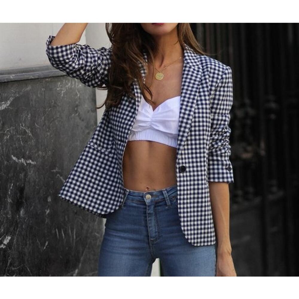 Madison d’Amelie Paris Black White Gingham Blazer Small
